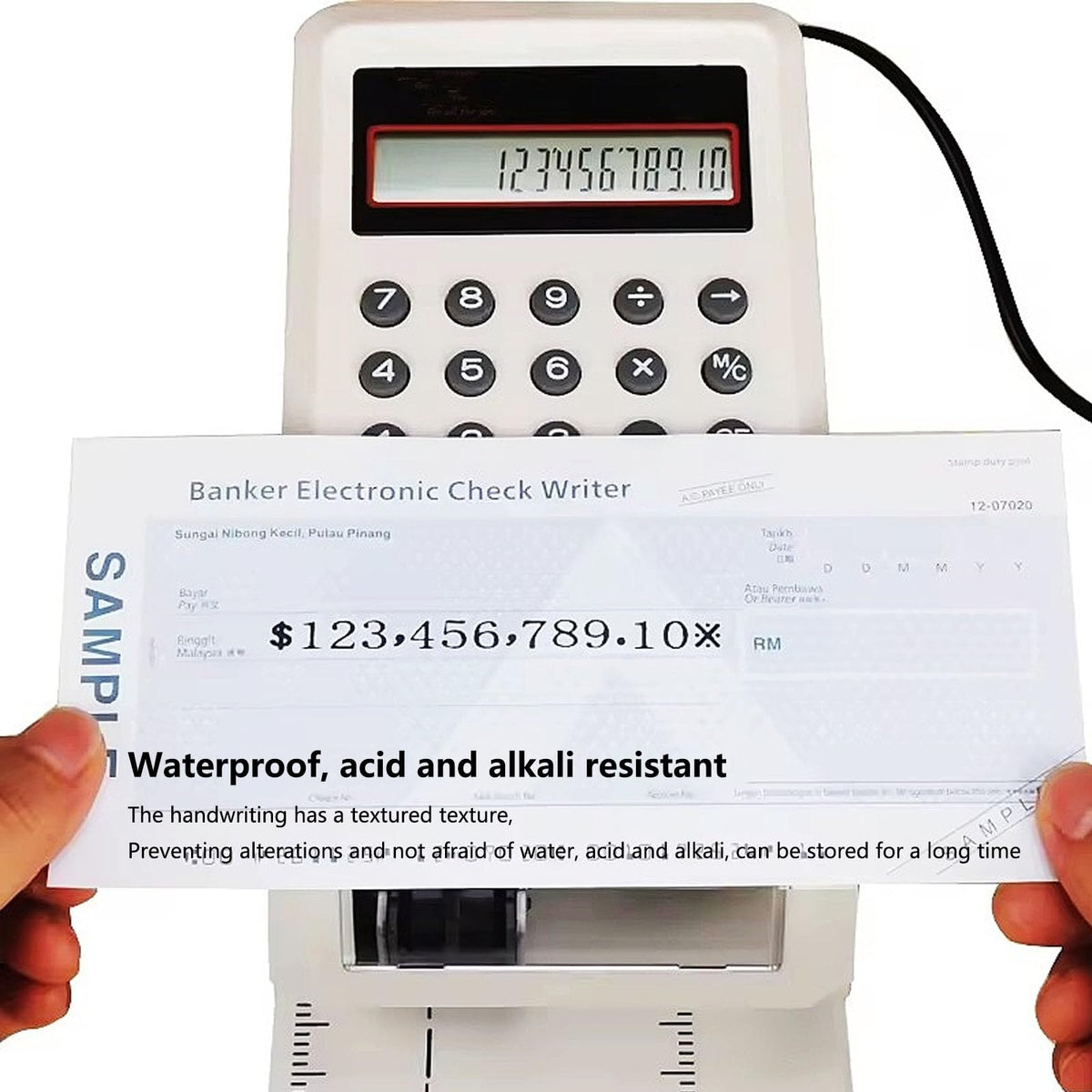 Electronic Check Writer Machine, 16-Digit Check Printing Machine, Business Checkwriter for Office Accounting, Amount Printer for Checks