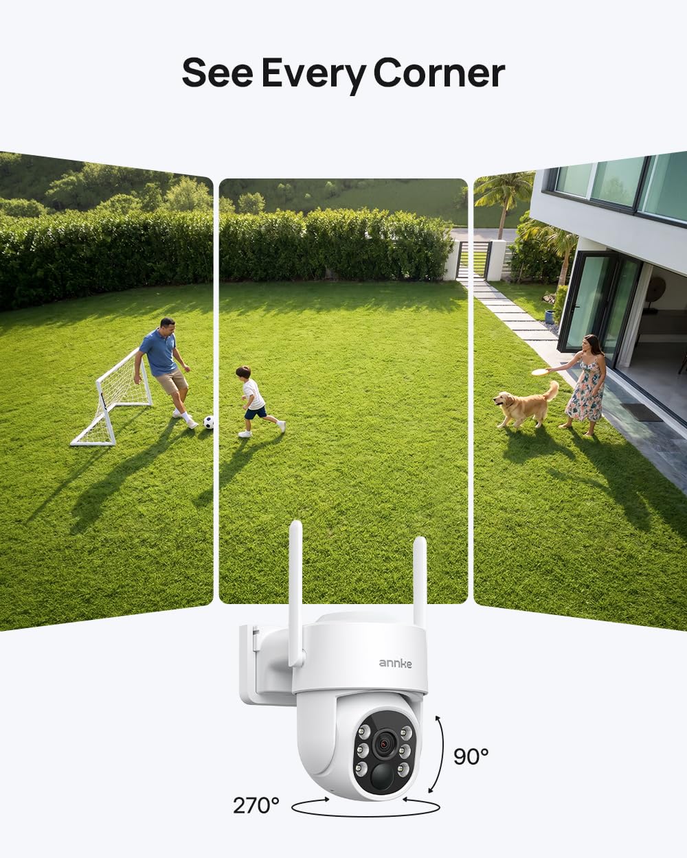 ANNKE Solar Camera System Wireless Outdoor PT, 4K NVR & 4X 4MP Cam, 1TB HDD
