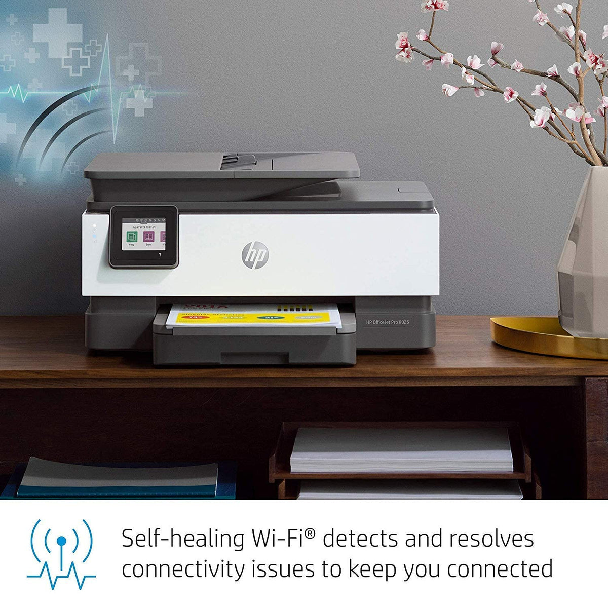 HP OfficeJet Pro 8025 All-in-One Wireless Printer, with Smart Tasks for Home Office Productivity, 1KR57A (Renewed)