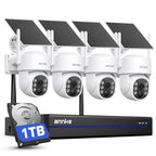 ANNKE Solar Camera System Wireless Outdoor PT, 4K NVR & 4X 4MP Cam, 1TB HDD