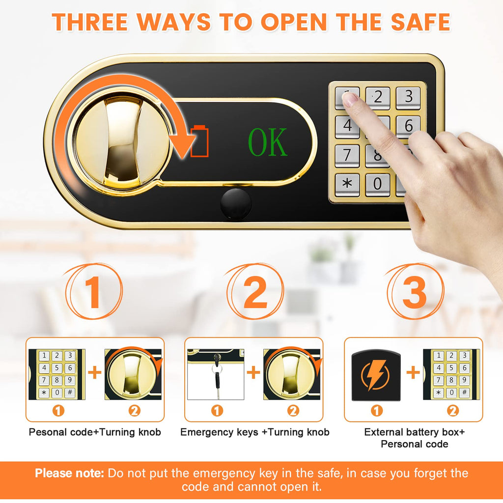 2.3 Cubic Depository Safe with Drop Slot, Electronic Anti-Theft Drop Safe for Business with Programmable Numeric Keypad Lock and Spare Keys, Cash Drop Safe Box for Office Home Retail Store
