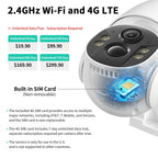 LIWAN Cellular Security Camera Outdoor 2 Pack, 4G and Wi-Fi Dual Mode, 4MP
