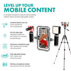 Movo iFilmer-PRO Smartphone Video Rig Kit – Stabilizer Cage with Dual Grips, VXR10 Shotgun Microphone, LED Light, & Tripod for iPhone/Android