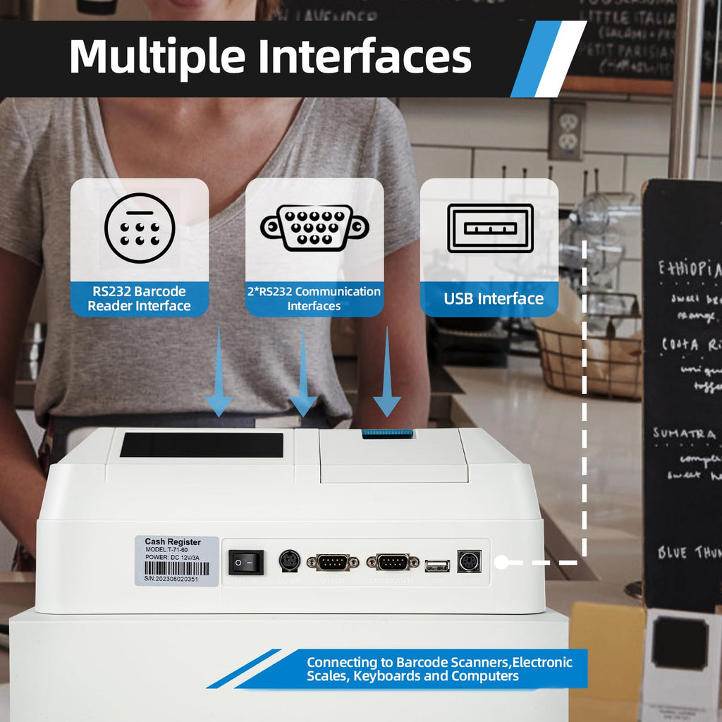 Electronic Cash Register,8-Digital LED,48 Keys