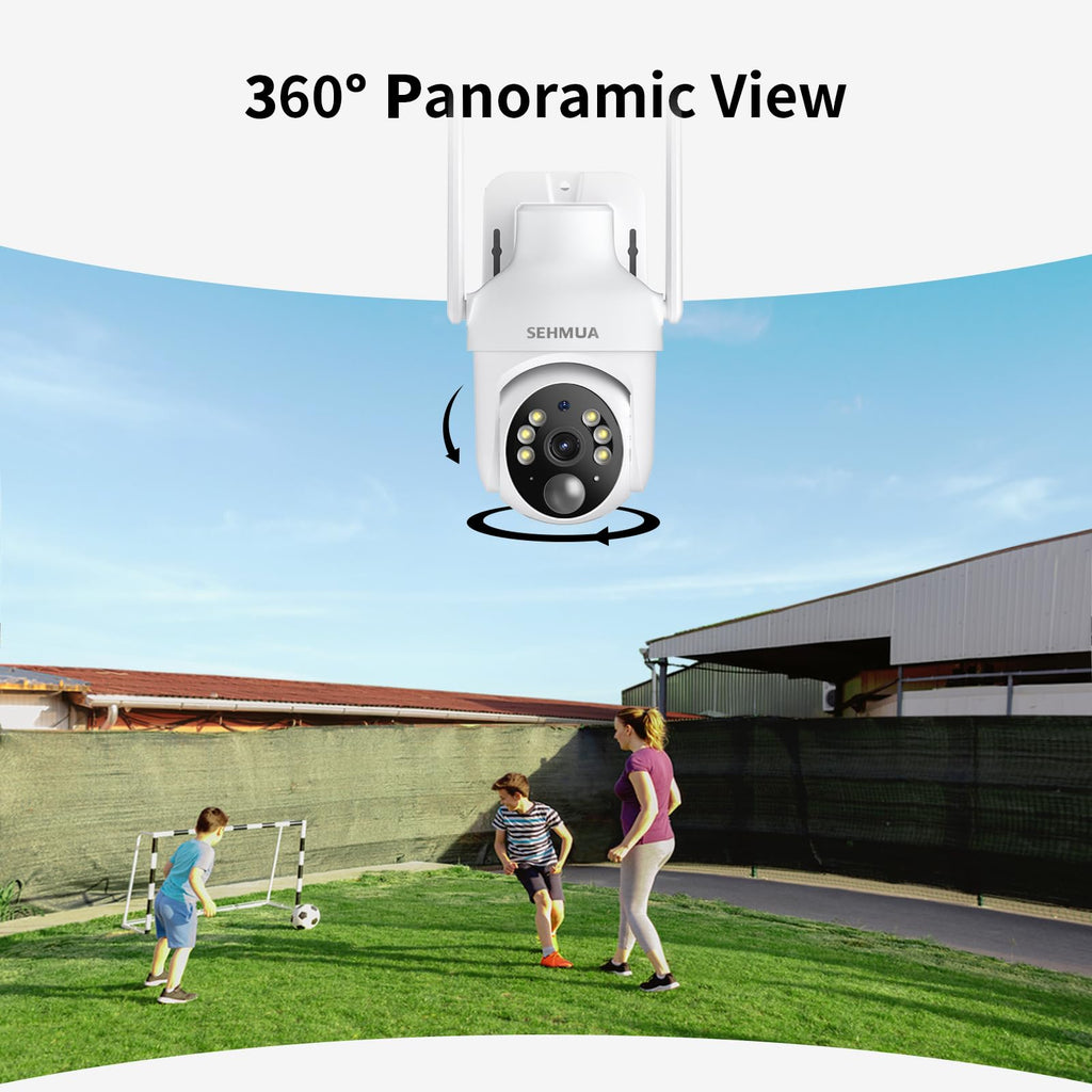 SEHMUA 2K Solar Security Cameras Wireless Outdoor, 4 Pack 360° View Pan/Tilt WiFi Security Camera Outside with Color Night Vision, Easy to Install, PIR Alarm, 2-Way Audio, White