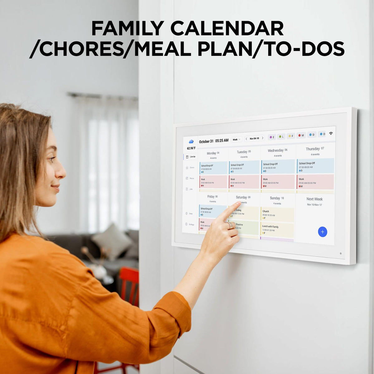 21.5 Inch Smart Digital Calendar, Wall Electronic Calendar, 1920 * 1080 IPS Full HD Touch Screen Display for Family Meal Planner Support - Seamless Scheduling, Gifts for Women, Mom