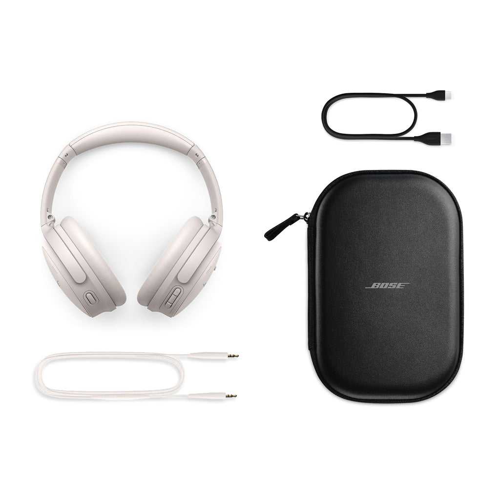 Bose QuietComfort Headphones - Wireless Bluetooth Headphones, Active Over Ear Noise Cancelling and Mic, USB-C Charging, Deep Bass, Up to 24 Hours of Playtime, White Smoke