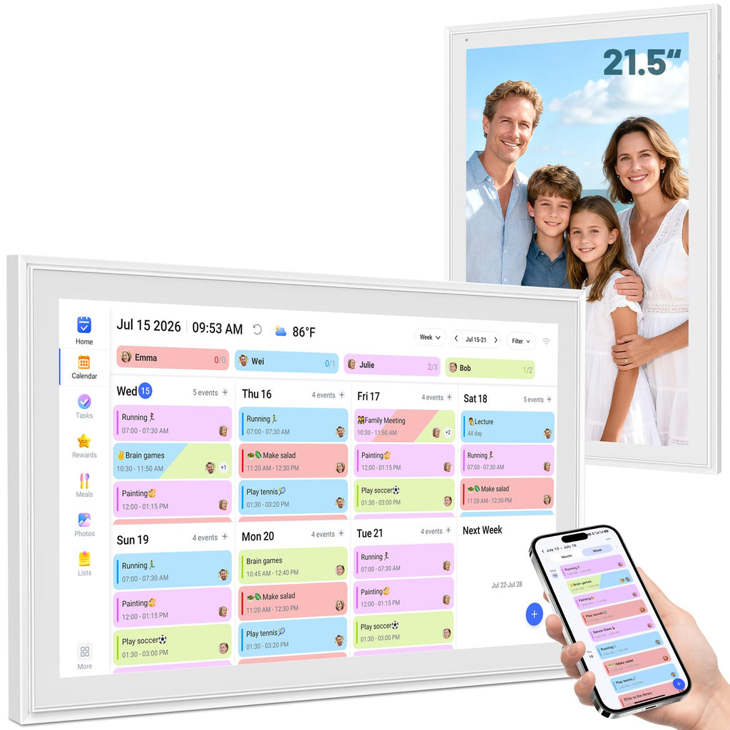 15.6 Inch Digital Calendar Wall Touch Screen Chore Chart, 32GB Electronic Calendar + Smart Family Planner, Wall and Desk Mountable, Gifts for Women Men, Gifts for Mom Dad