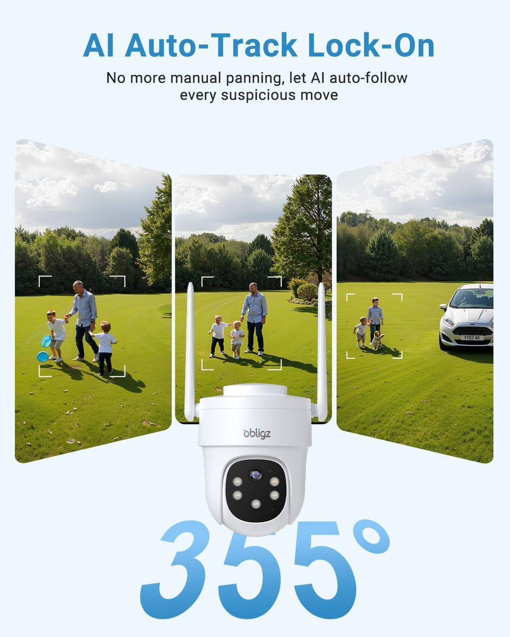 AOV 24/7 Recording Solar Camera Security Outdoor, 4-Cam Solar Kit