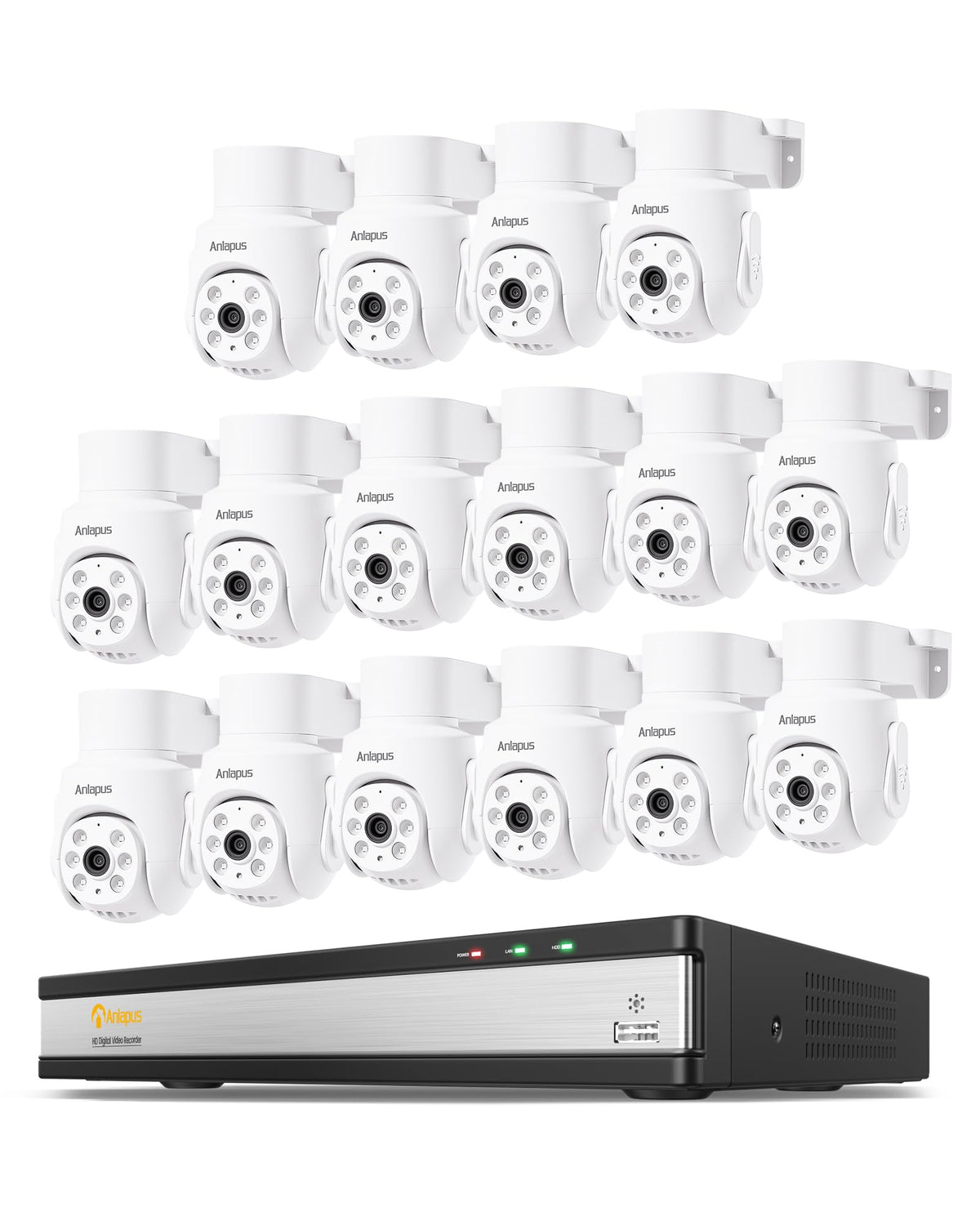 Anlapus 16 Channel Security Camera System, 16Pcs 1080P Pan Tilt Cam, No HDD