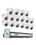 ZOSI 3K Lite 16CH Security Camera System, 16 X Dome 2MP Cameras, 4TB HDD