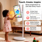 27" Portable Smart Touchscreen Tablet TV on Wheels, Android 15 OS Mobile Smart Display with Google EDLA Certification, 6GB+128GB, Built-in Battery, 4K Camera, Wireless Casting, Rotating Rolling Stand