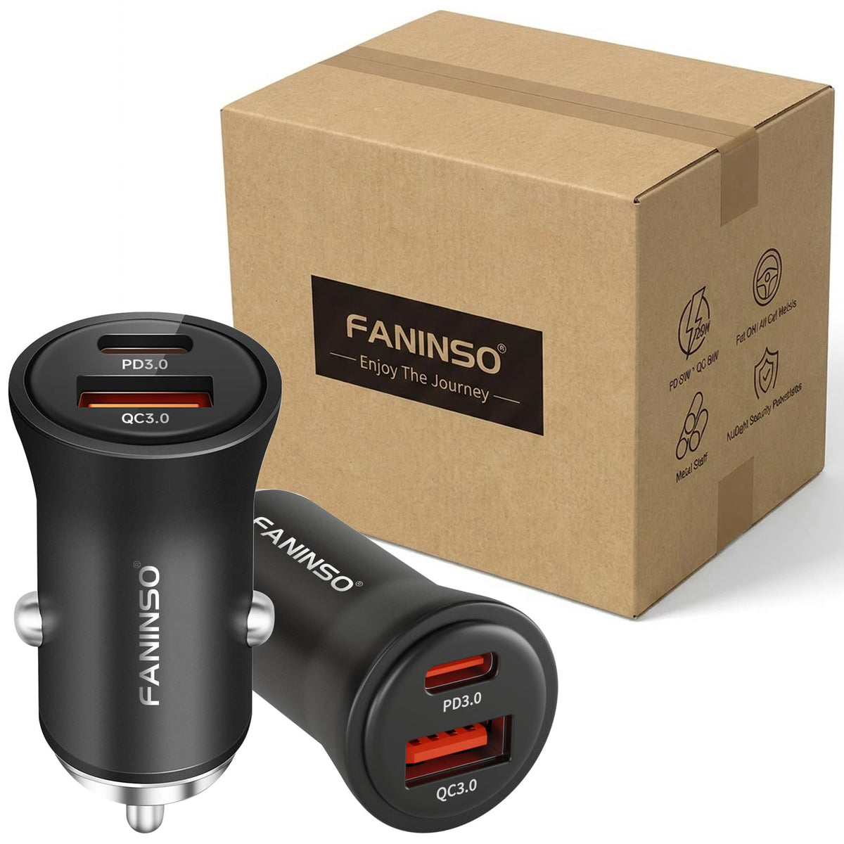 20‑Pack USB C Car Charger, 60W Dual Port (USB‑C + USB‑A) PD/QC Fast Charging 12V/24V Cigarette Lighter Adapter, Compatible with iPhone 17/16/15, Galaxy S26/S25/S24, Pixel, iPad