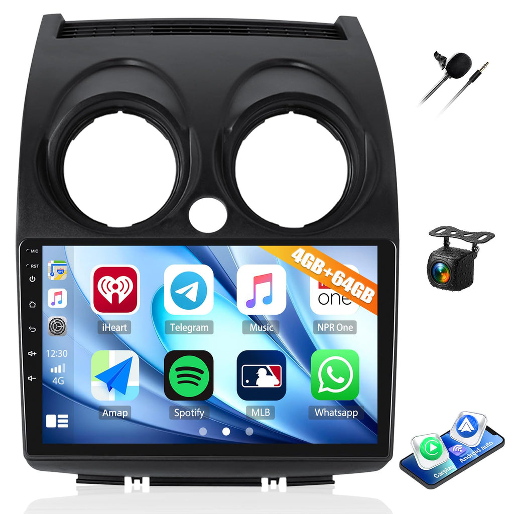 4G+64G Car Radio for Nissan Rogue 2008-2013 with Wireless CarPlay Android Auto, 9" 1280 * 720 Touchscreen Radio Android 15 Car Stereo Bluetooth 5.0 32EQ WiFi GPS RDS FM HD Backup Camera