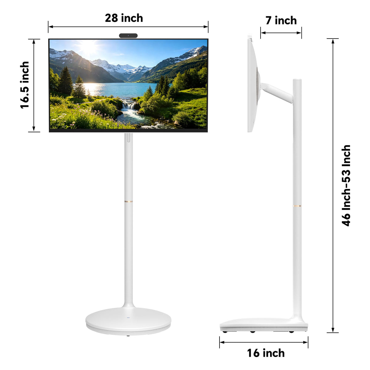 32 Inch 4K Smart Portable TV on Wheels, Touch Screen Monitor
