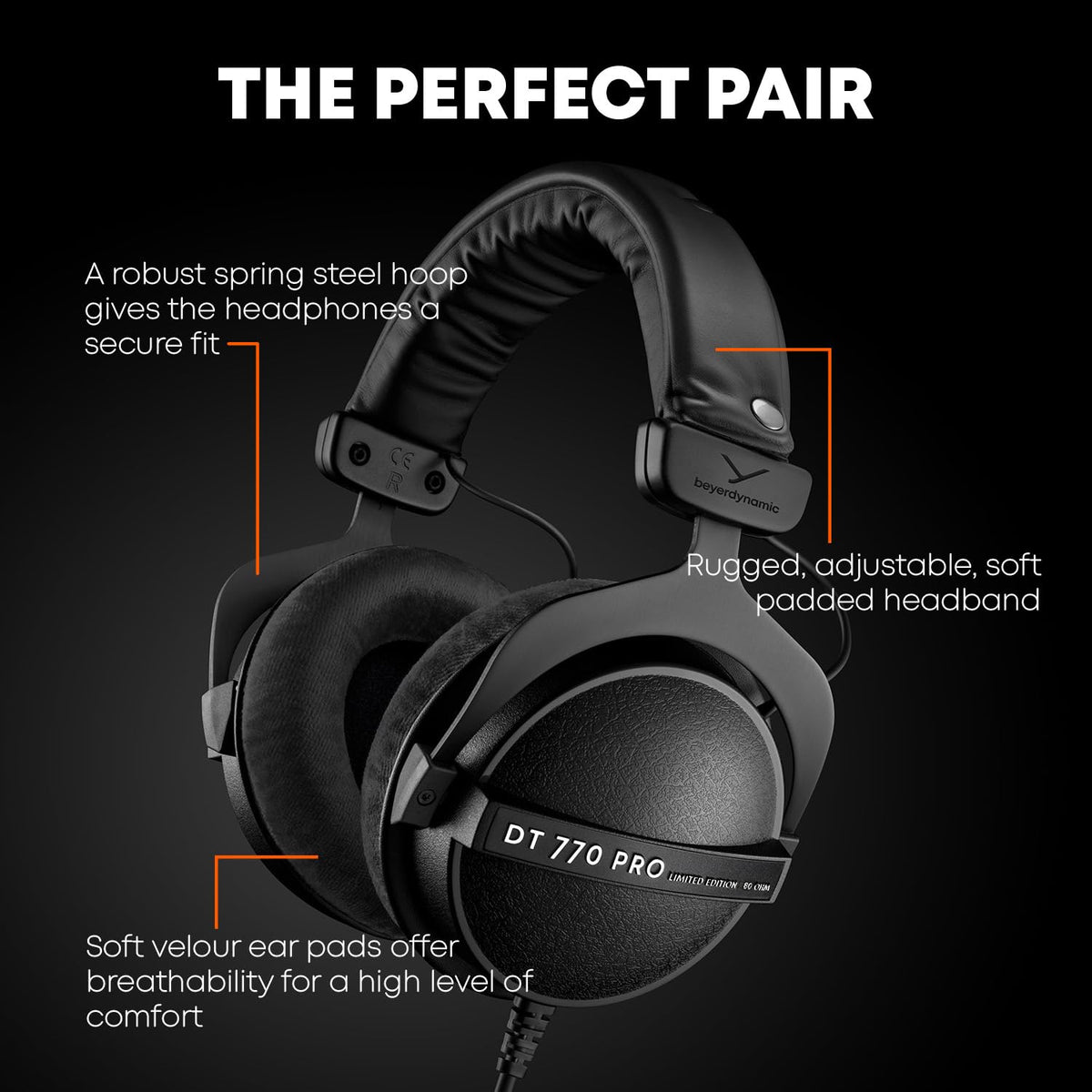 beyerdynamic DT 770 Pro Studio Headphones (80 Ohm, Black)