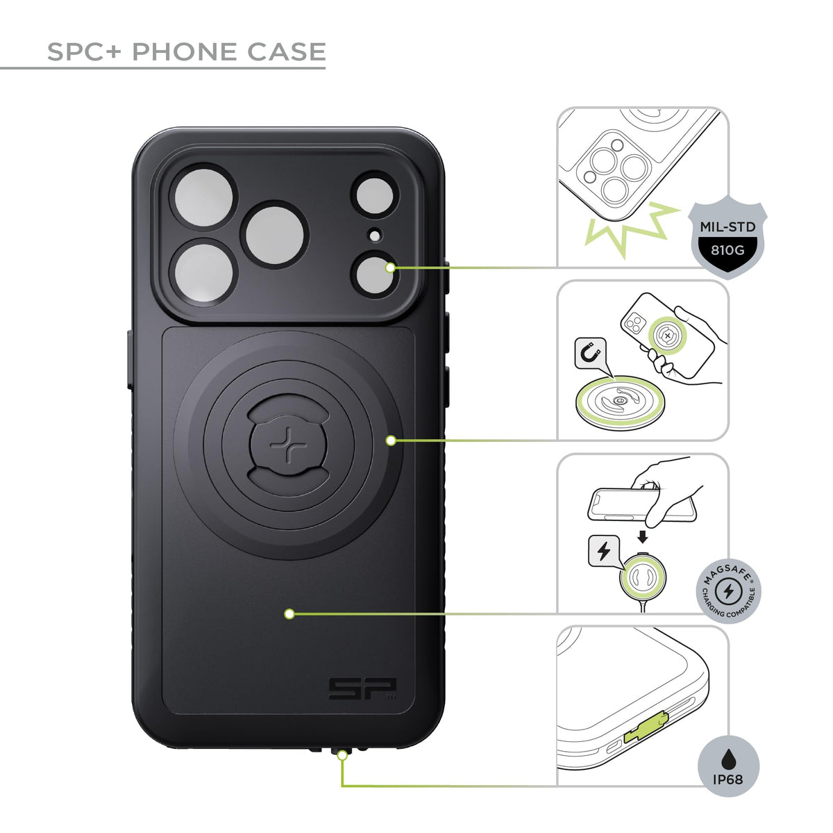 SP CONNECT Moto Bundle II AVM Xtreme | SPC+ |Compatible with iPhone 17 Pro/18 Pro | Phone Mount for Motorcycle | Motorcycle Phone Holder | Handlebars