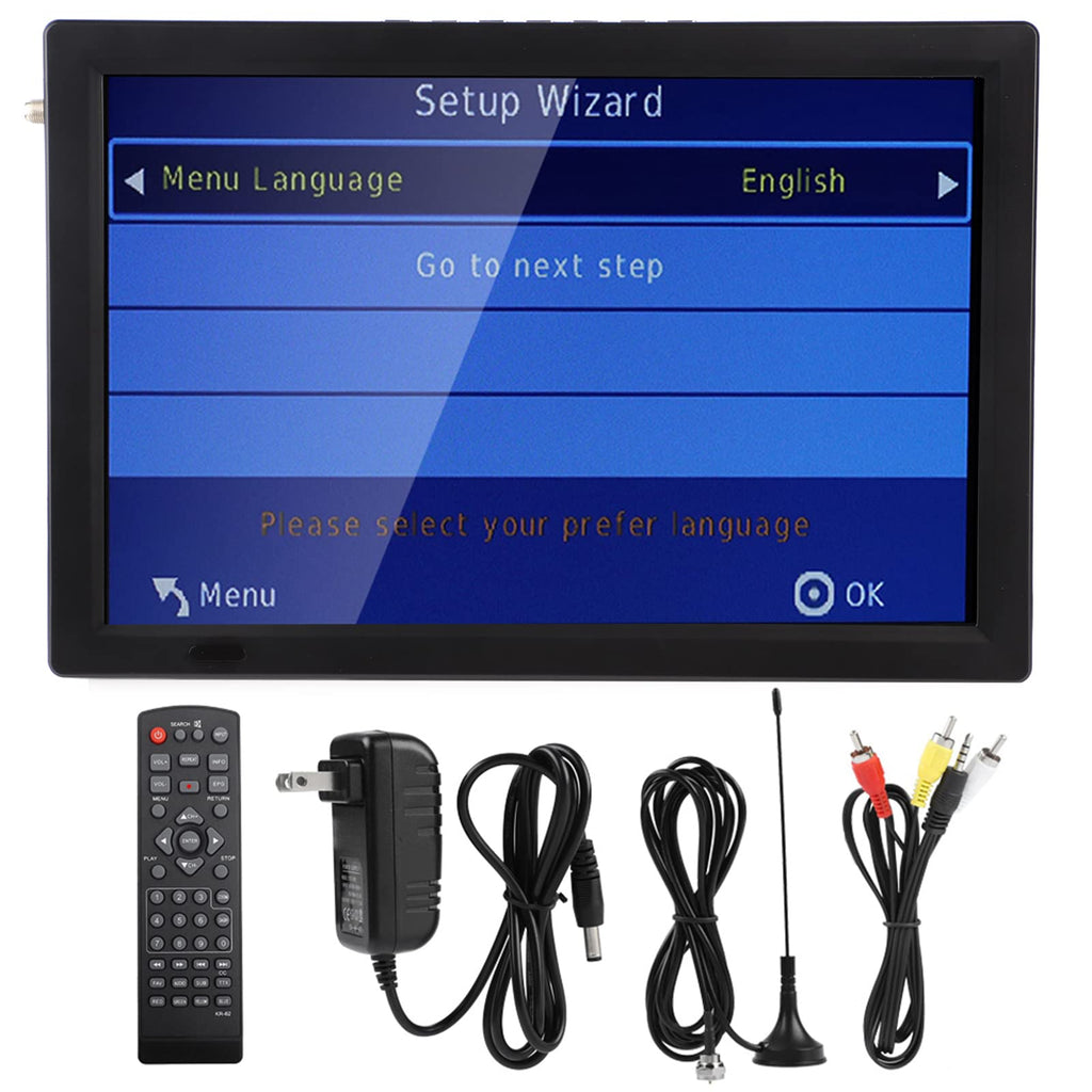Small Digital TV, 14 Inch Digital Television Rechargeable ATSC TFT Portable TV HD Video Player 110-220V US for Home Car