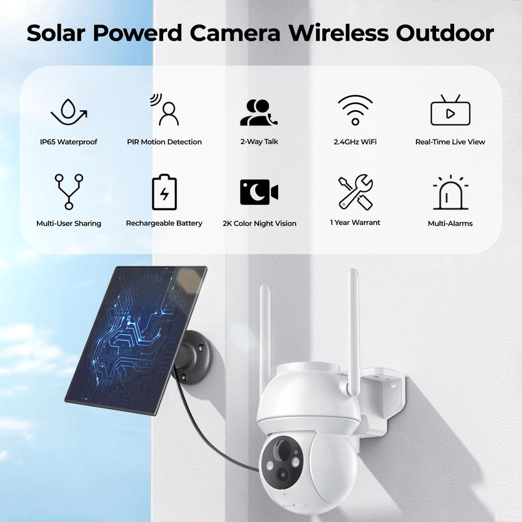 SolarCam 4-Pack, 2K Security Cameras Wireless Outdoor, Solar Powered