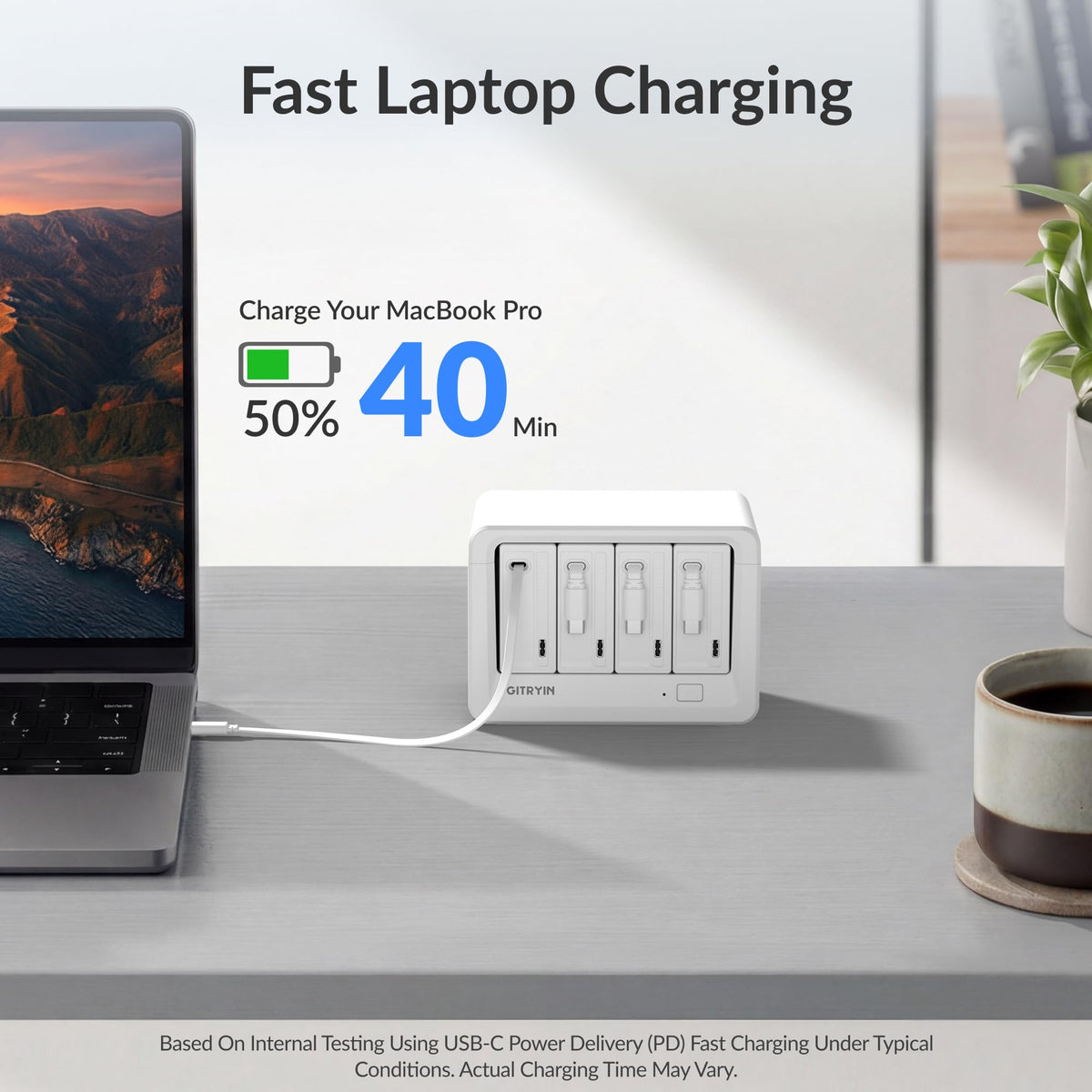 12-in-1 Desktop Charging Station, 260W USB Retractable GaN Charger