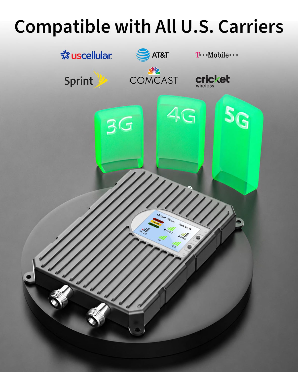 Cell Phone Signal Booster for Home Rural Metal Building Camping, Up to 6000 Sq.Ft, Compatible with T-Mobile AT&T US Cellular, Boost 4G LTE 5G Band 2/4/5/12/17/25/66, FCC Certified Cellular Repeater