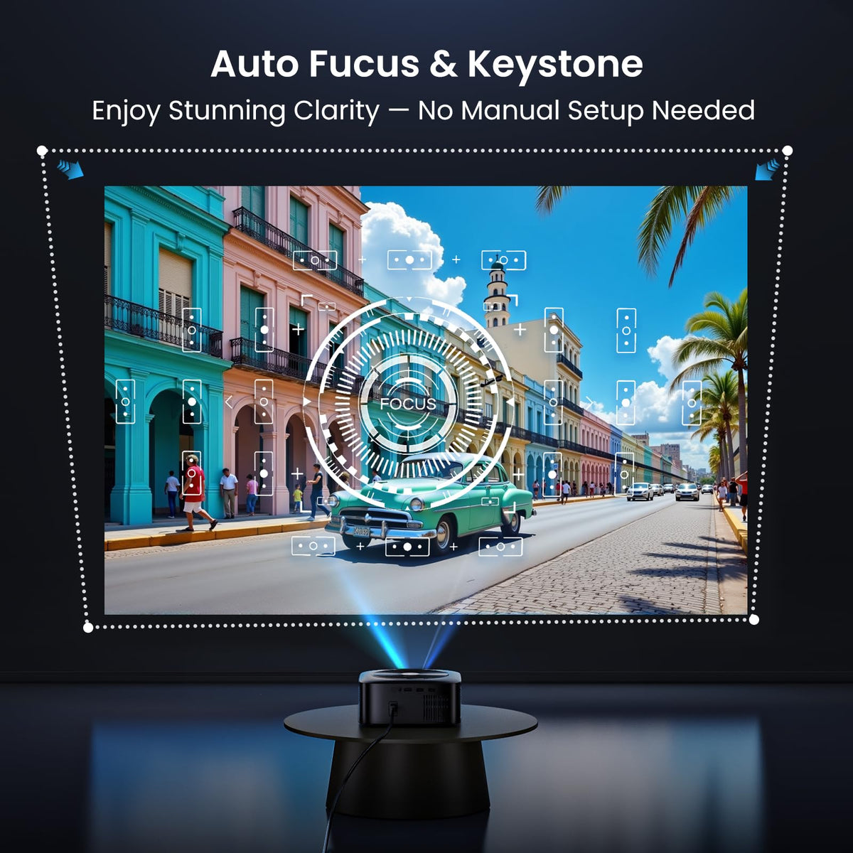HAPPRUN 1500 ANSI Official Licensed Google TV Outdoor 4K Full HD Projector