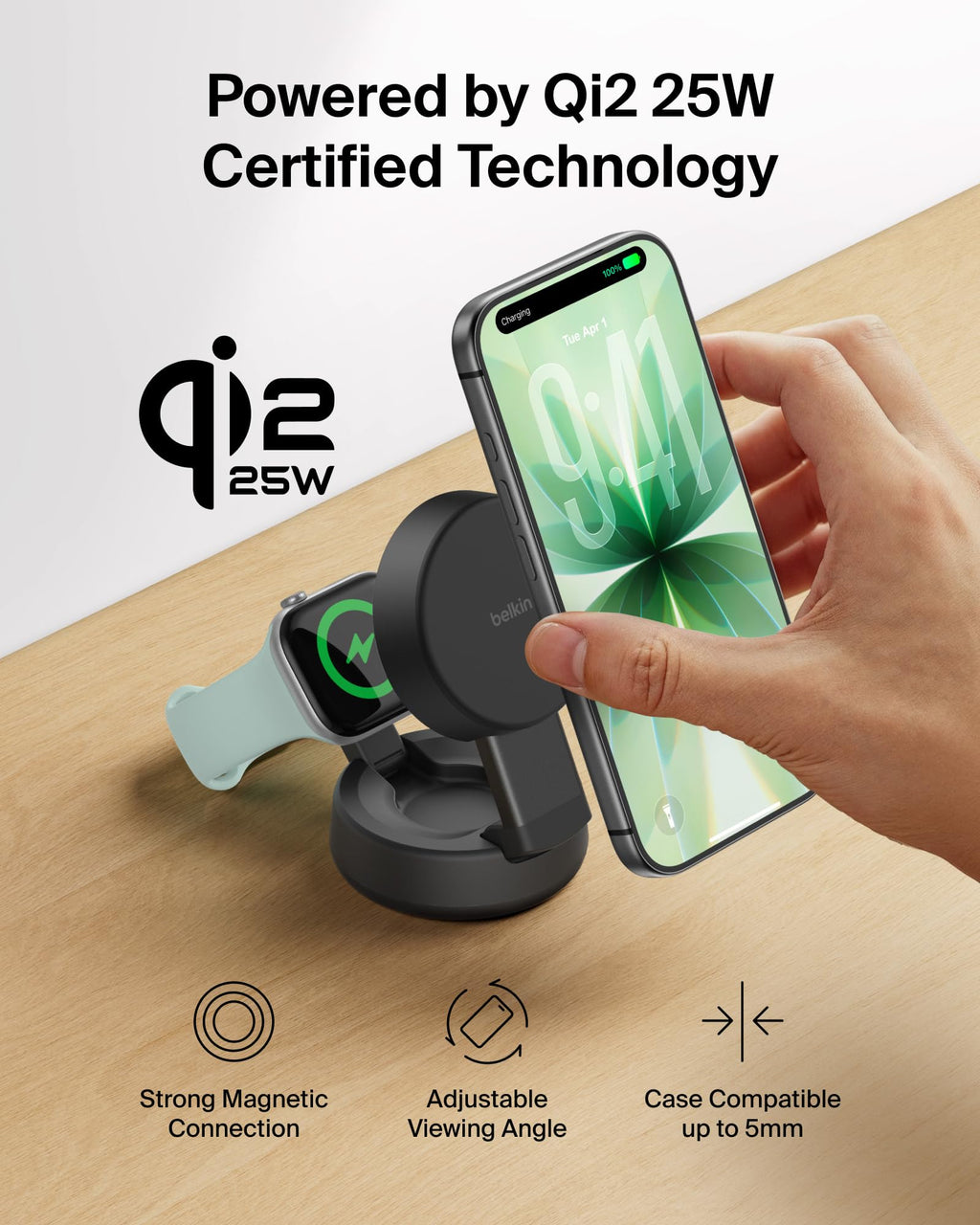Belkin Qi2.2 25W Wireless 2 in 1 iPhone Charger, Fast Charging for Travel, 5 ft (Pack of 6)