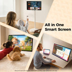 VLH 27″ 2-in-1 Smart Portable TV on Wheels,Detachable Touchscreen, Android 15 Tablet 6+128G Wireless Rolling Display with 4K Camera, 10W Speaker,Voice Air Remote, EDLA Certified, Bedroom Patio Outdoor
