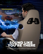 GTPLAYER Gaming Chair with Speakers ACE-PRO, Computer Video Game Chairs with Footrest for Adults, Built-in Speakers, App Support & Bluetooth Control, Ergonomic Reclining Silla, Linkage Armrest, Ivory