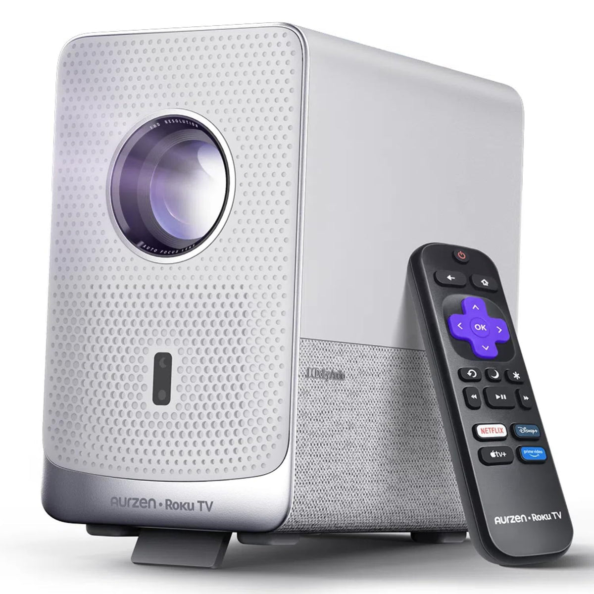 Aurzen Roku TV D1R Cube 1080P FHD Smart Projector, Sealed Optical Engine