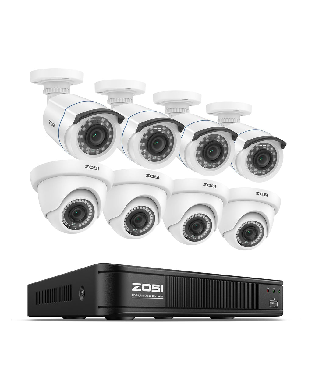 ZOSI 3K Lite Wired Security Camera System, 8 x 1080p Camera Outdoor, No HDD