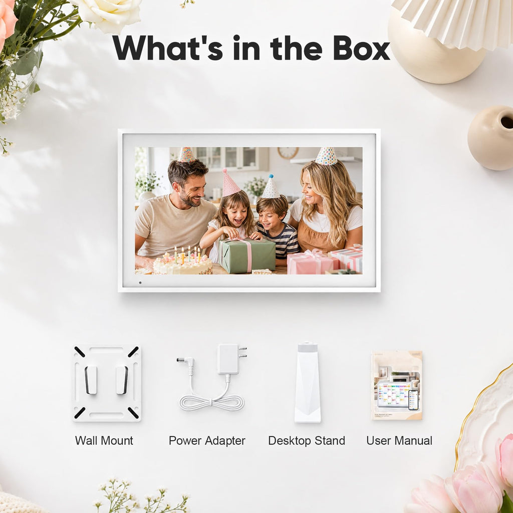 Digital Calendar 15.6" Smart Calendar&Chore Chart, 1080P Interactive Touchscreen Electronic Calendar for Family Schedules, 64GB Digital Picture Frame WiFi, Wall Mountable, AiMOR APP-White