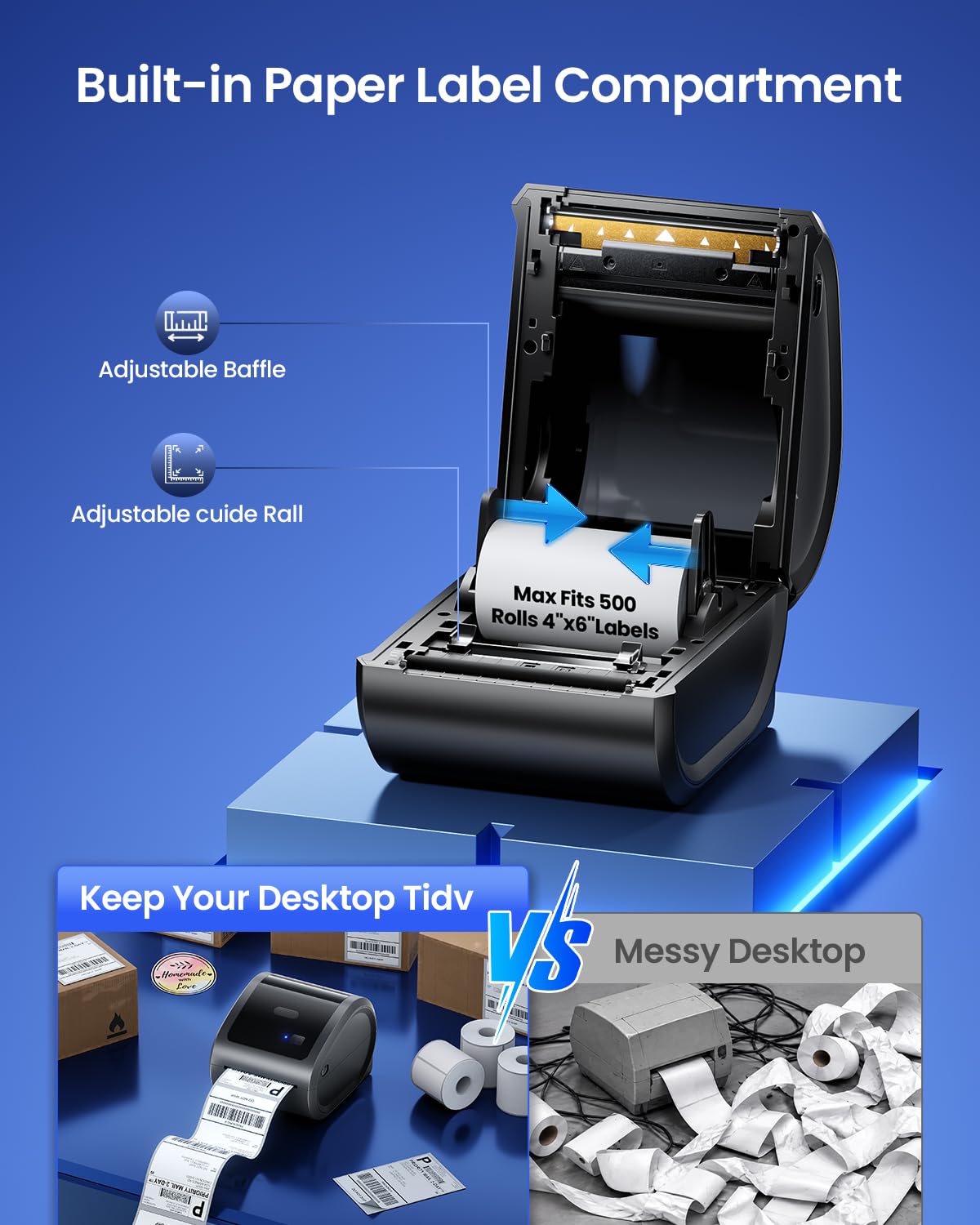 300DPI Ethernet Shipping Label Printer with 500Pcs Labels