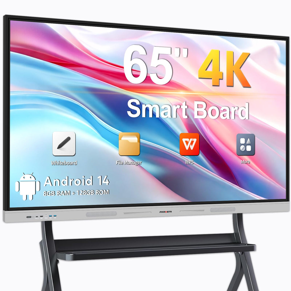 Smart Board | 75" Interactive Whiteboard | 4K UHD | Android 14 | 8+128GB | Digital Whiteboard, Electronic White Board for Classroom Home Office | Wall Mount Included