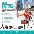 Movo iVlogger-PRO Vlogging Kit for iPhone with Mic, Light, and Tripod