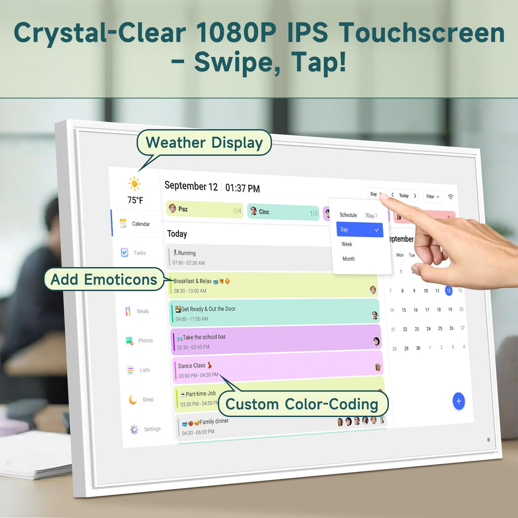 21.5 Inch Digital Calendar Wall Touch Screen Chore Chart Reward System