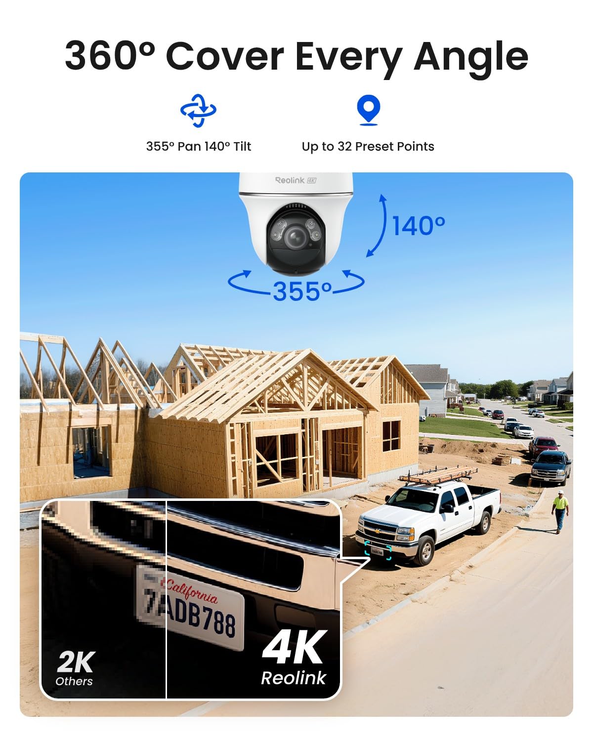 REOLINK 4K Solar Security Cameras Wireless Outdoor, 4G LTE Cellular Camera