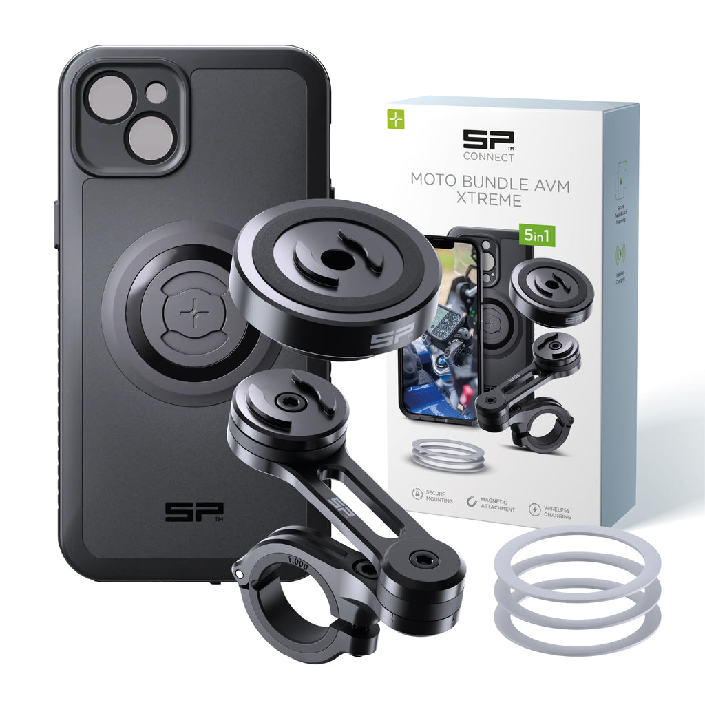 SP CONNECT Moto Bundle II AVM Xtreme | SPC+ |Compatible with iPhone 17 Pro/18 Pro | Phone Mount for Motorcycle | Motorcycle Phone Holder | Handlebars