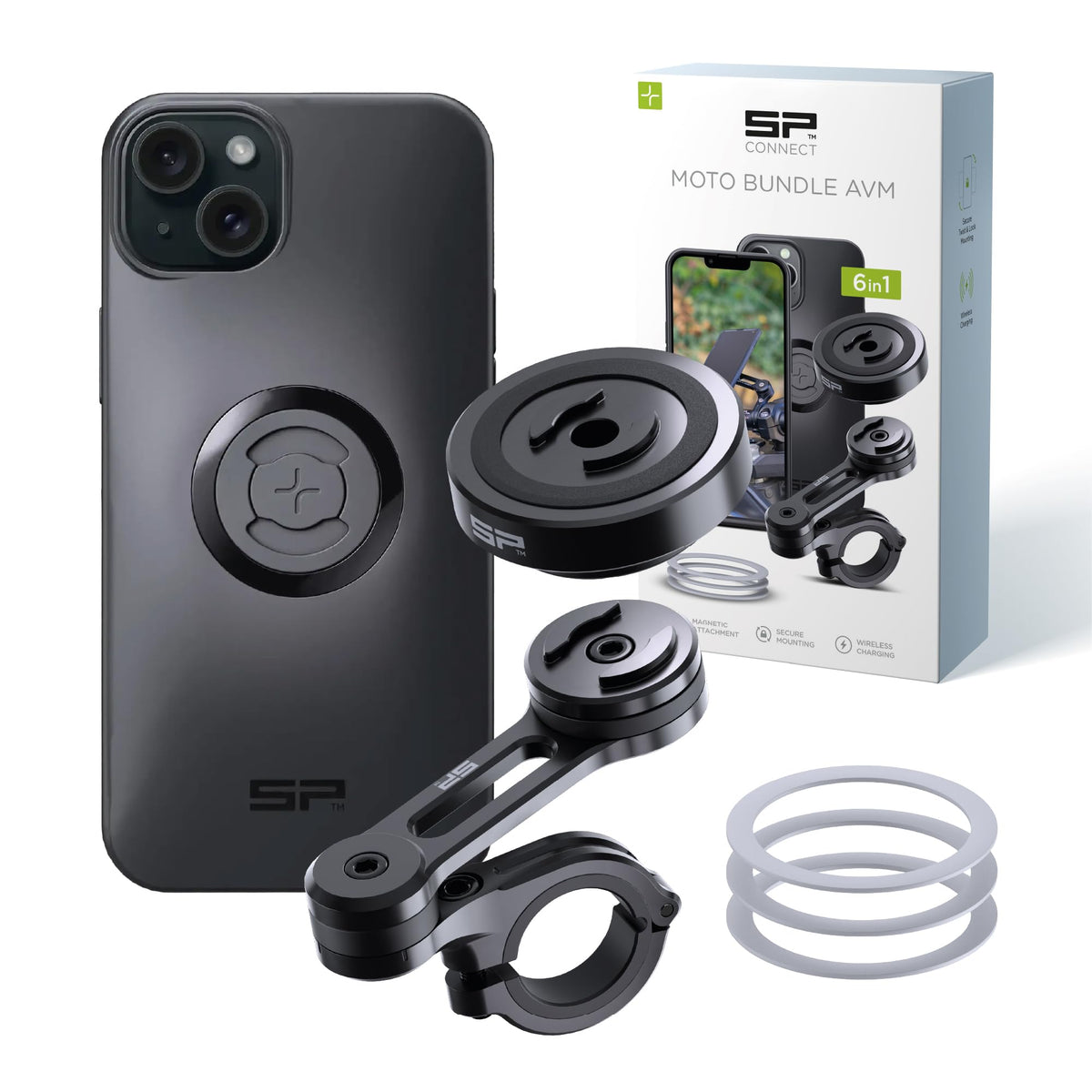 SP CONNECT Moto Bundle II with Anti Vibrations Module| SPC+ | Compatible with for iPhone 15 Pro Max| Motorcycle Phone Mount |Phone Mount for Motorcycle Handlebars | Cell Phone Holder