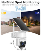 Solar Security Camera System with Home Hub, 4 Cam 4MP 360° PTZ Security Cameras Wireless Outdoor, No Monthly Fee, Local Storage, Color Night Vision, 5GHz & 2.4GHz WiFi for Home Exterior, IP66