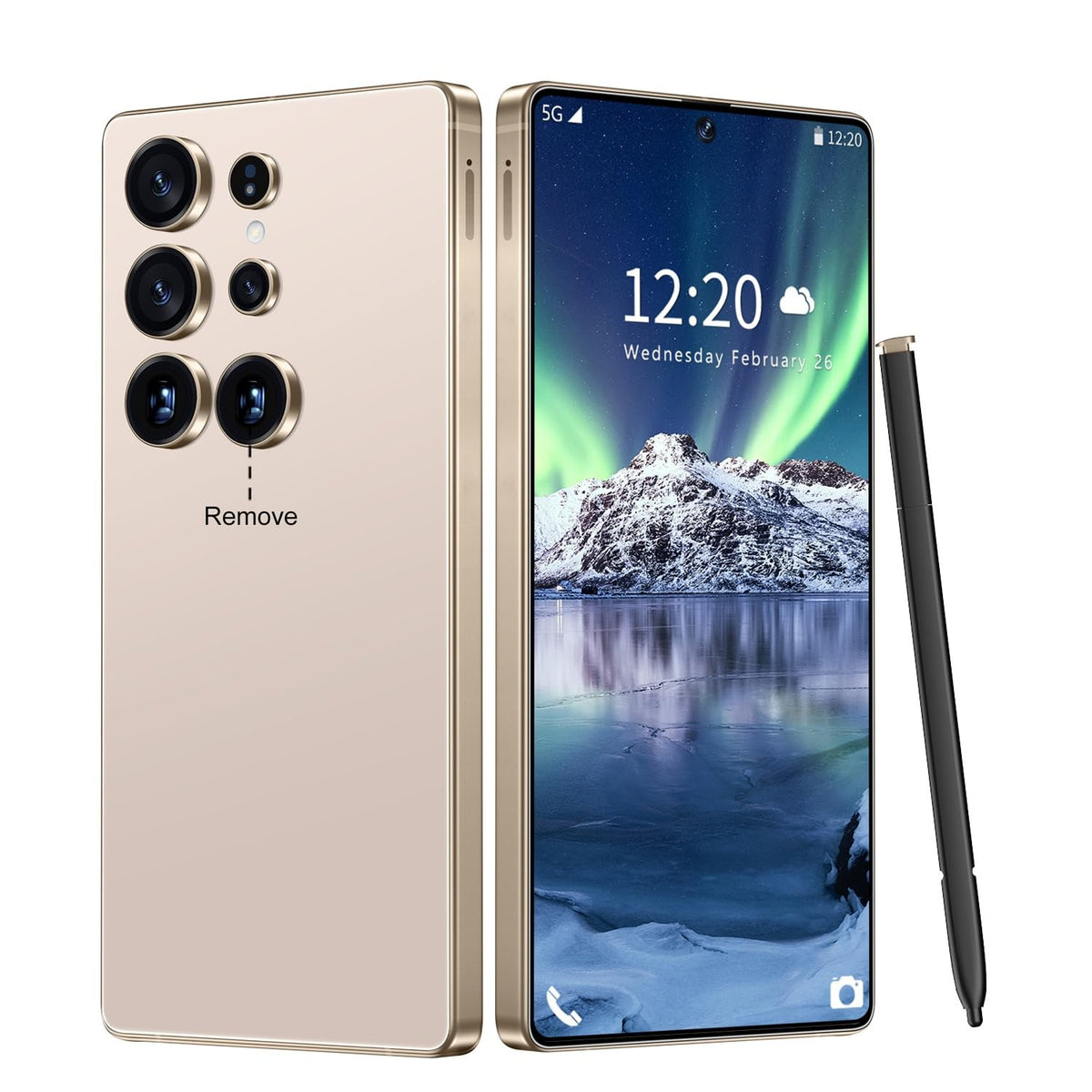 Huness I25 Ultra Unlocked Cell Phone,Built in Pen,16+1TB Unlocked Phone, Android 14 Battery 7000mAh 6.99" HD Screen Smartphone, 5G/Face ID/Fingerprint Lock/Dual SIM/GPS(Gold, 16+1TB)