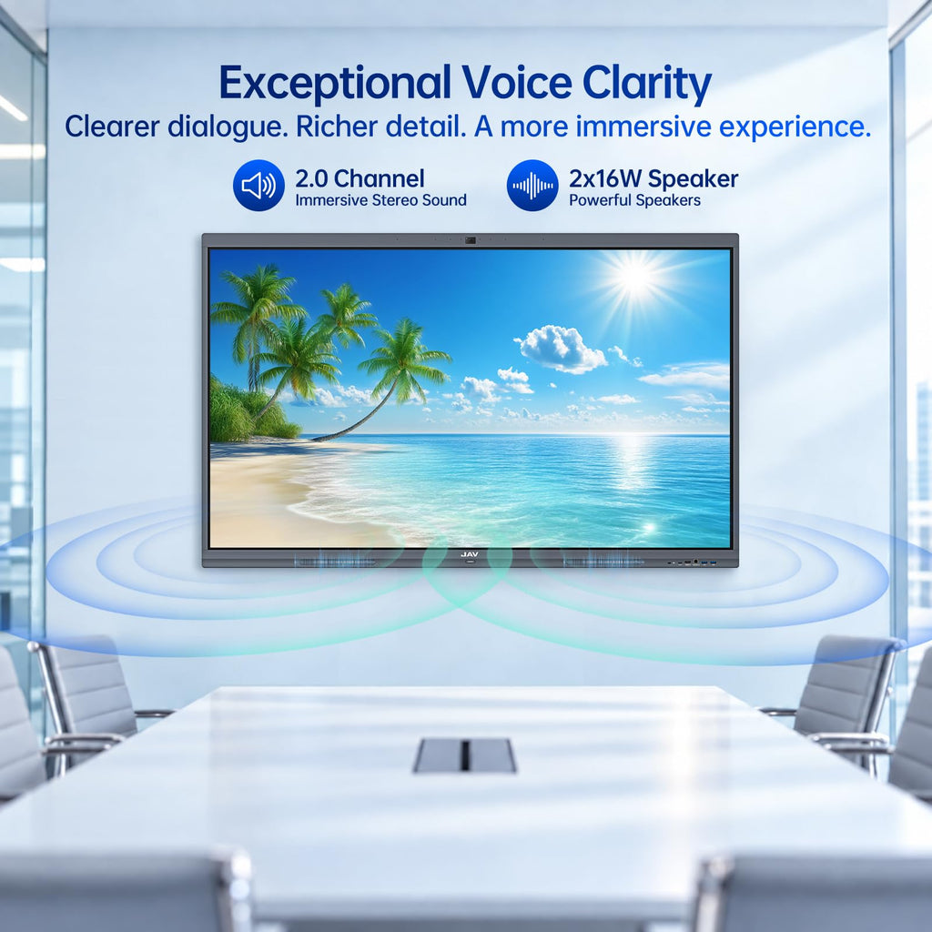 JAV 65 Inch Smart Board Pro, Google EDLA Certified 4K UHD Interactive Whiteboard for Classroom Home Office, Android 14, 8GB+128GB, 48MP AI Camera, Wi-Fi & Bluetooth