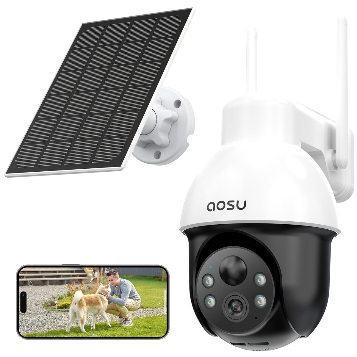 aosu 3K 5MP Solar Security Camera Wireless Outdoor PTZ 360° Smart Tracking
