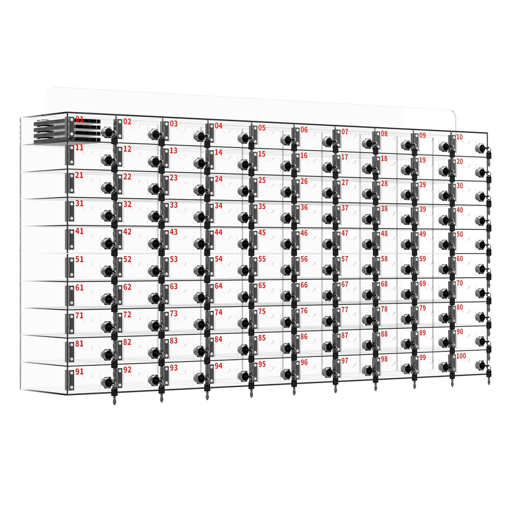 Cell Phone Locker 100 Slots, Wall-Mounted Cell Phone Lock Box with Keys, Acrylic Cell Phone Storage Locker for Employees Office Classroom Gym, Clear Cell Phone Locker Cabinet for Storage (40 Slots)
