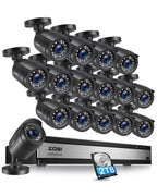 ZOSI 3K 5MP Lite Home Security Camera System with AI Human Vehicle Detection, H.265+ 8 Channel Surveillance DVR and 4 x 1080p Weatherproof CCTV Bullet Camera Outdoor Indoor, 80ft Night Vision, 1TB HDD