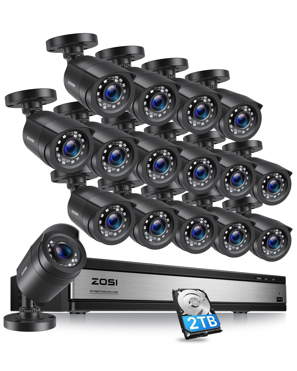 ZOSI 3K 5MP Lite Home Security Camera System with AI Human Vehicle Detection, H.265+ 8 Channel Surveillance DVR and 4 x 1080p Weatherproof CCTV Bullet Camera Outdoor Indoor, 80ft Night Vision, 1TB HDD