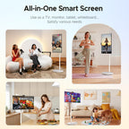 32" Smart Portable TV on Wheels, FHD Touchscreen Rolling Monitor