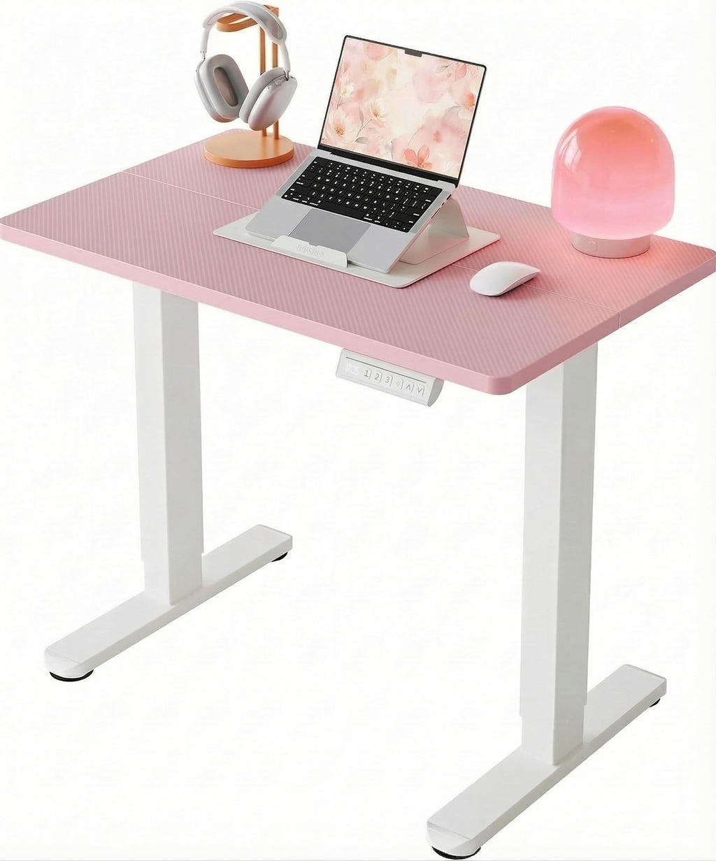 HUANUO 55x28 Inch Electric Standing Desk, Adjustable, Light Vintage Brown