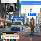 8MP 4K 25X optical 5.3-130mm Auto Tracking Outdoor PTZ Camera PoE IP wired Human Vehicle Detect Security Camera with 298ft IR,Floodlight color Night View,2-Way Audio alarm,Preset,NVR,Mobile App,360Pan