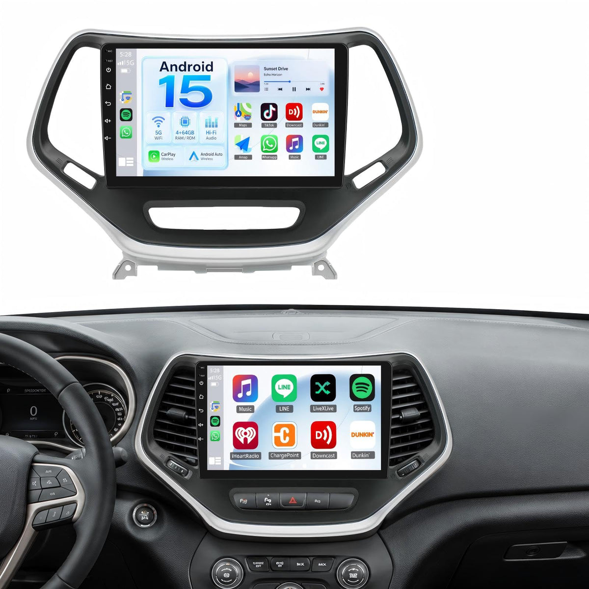 4+64G Upgrade Car Stereo Radio for Jeep Cherokee 2013-2018